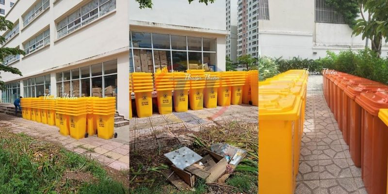 Thùng rác y tế 120 lít độ bền cao được Thuận Thiên cung cấp tại các bệnh viện