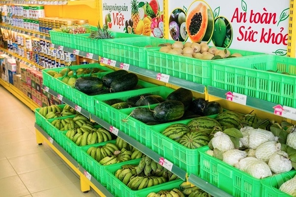 mẫu sọt nhựa đựng hoa quả trong siêu thị Bách Hóa Xanh