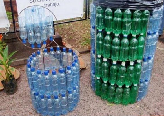 làm thùng rác bằng chai nhựa